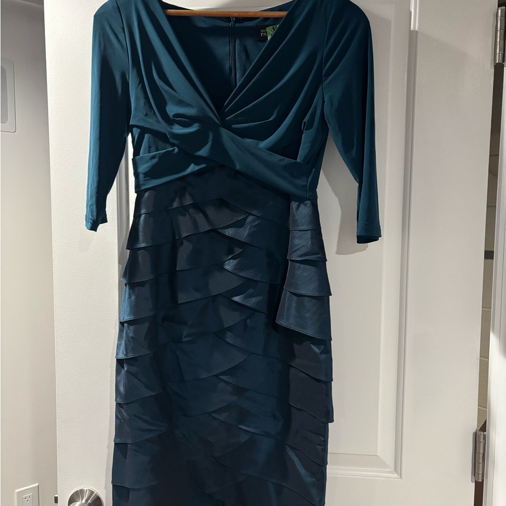 Adrianna Papell Teal Long Sleeve Dress